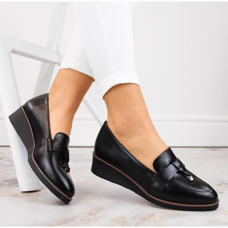 Sapatos de cunha Vinceza W JAN263A, pretos 2