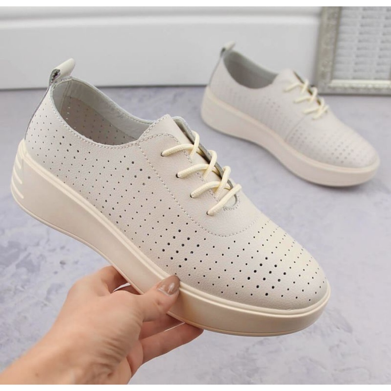 Sergio Leone W SK431 sapatos perfurados de couro bege 1