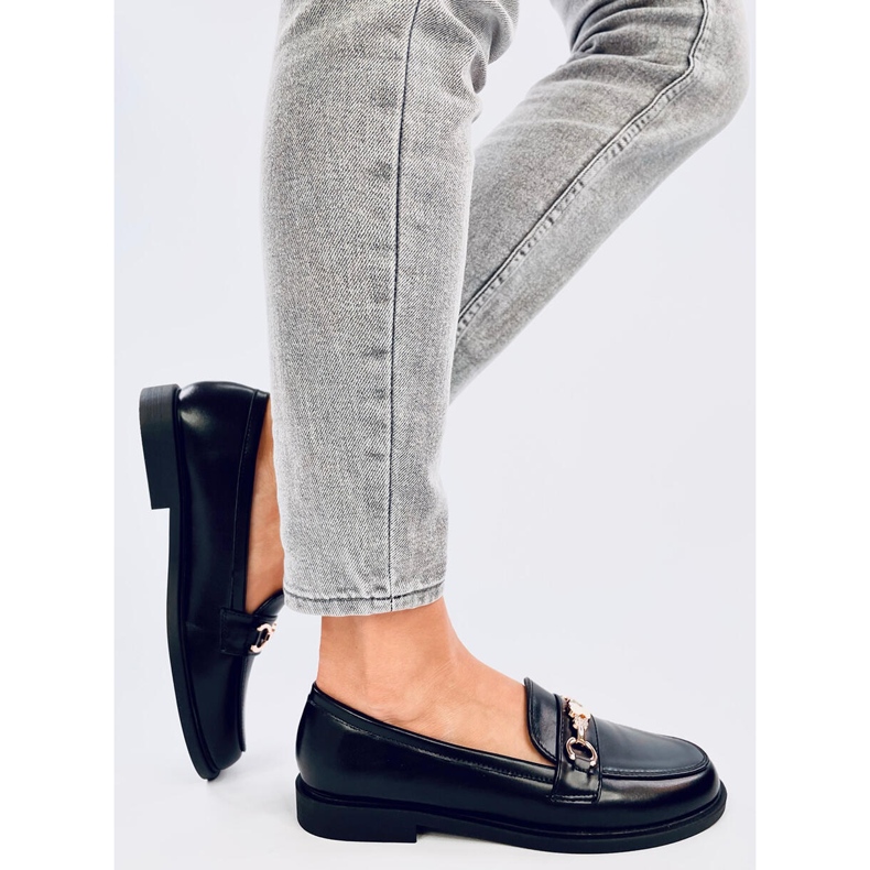 Gracess Mocassins pretos com ursinho de pelúcia 2