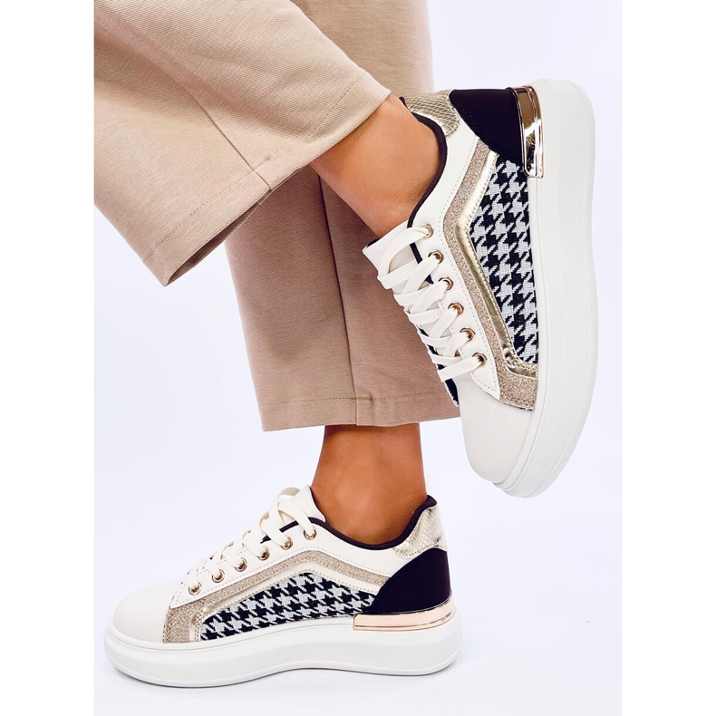 Tênis houndstooth feminino Volyne BEIGE/COFFEE branco 2