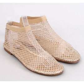 Sandálias de malha Peyton Gold com strass bege 1