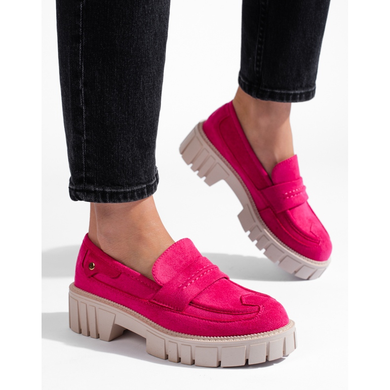 Sapatos femininos de camurça rosa 1