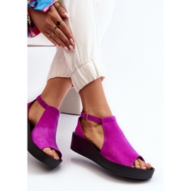 Zazoo 2914 Sandálias femininas camurça fúcsia rosa 1