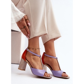 Sandálias de couro com salto alto Laura Messi 2759 Roxo tolet 1