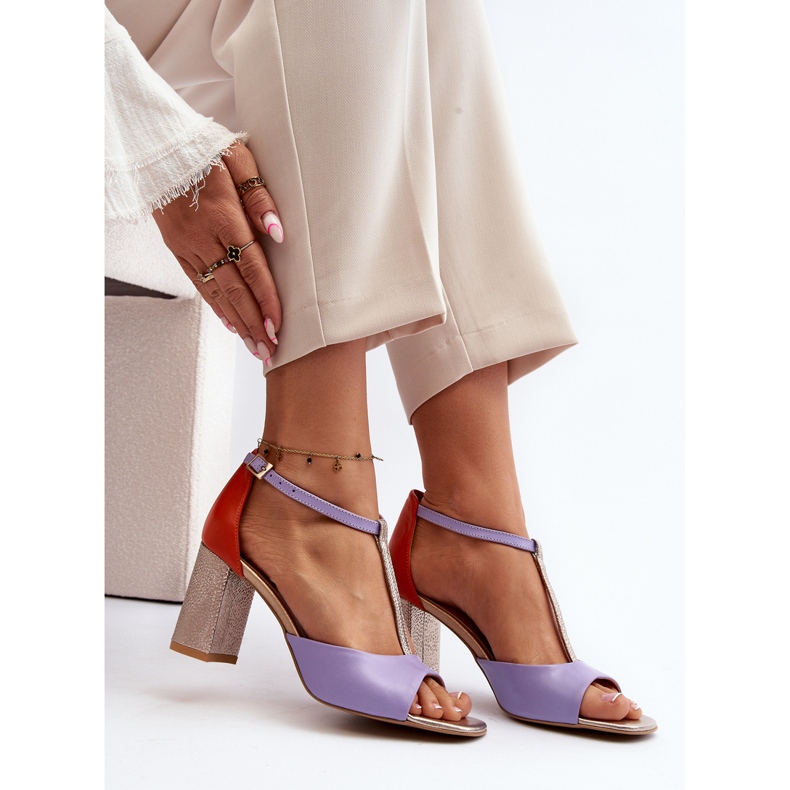 Sandálias de couro com salto alto Laura Messi 2759 Roxo tolet 1