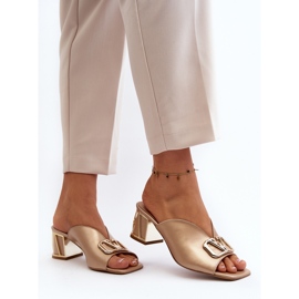 Chinelos femininos elegantes de salto alto Laura Messi 2771 dourado 1