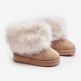 Botas infantis isoladas para neve com pele, bege Nohie 1 Botas infantis isoladas para neve com pele, bege Nohie 1