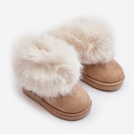 Botas infantis isoladas para neve com pele, bege Nohie 2 Botas infantis isoladas para neve com pele, bege Nohie 2