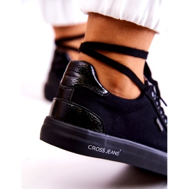 Cross Jeans Tênis feminino amarrado cruzado jeans JJ2R4039C preto 2