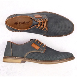 Sapatos masculinos confortáveis ​​de couro azul marinho Rieker 13439-14 2