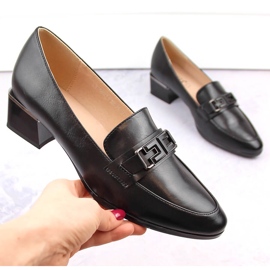 Sapatos femininos de salto baixo, pretos, Vinceza 58274 1