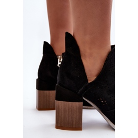 Botas femininas perfuradas com salto alto preto Niartima preto 1
