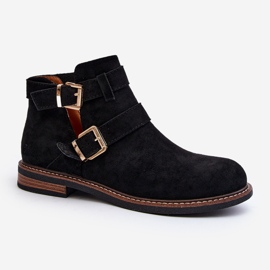 Botas rasas femininas com alças pretas Melviana preto 2