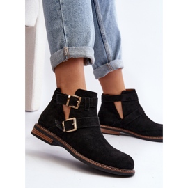 Botas rasas femininas com alças pretas Melviana preto 1