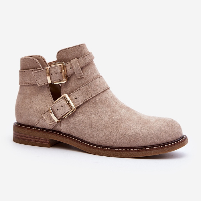 Botas Rasteiras Femininas com Alças Bege Claro Melviana 2 Botas Rasteiras Femininas com Alças Bege Claro Melviana 2