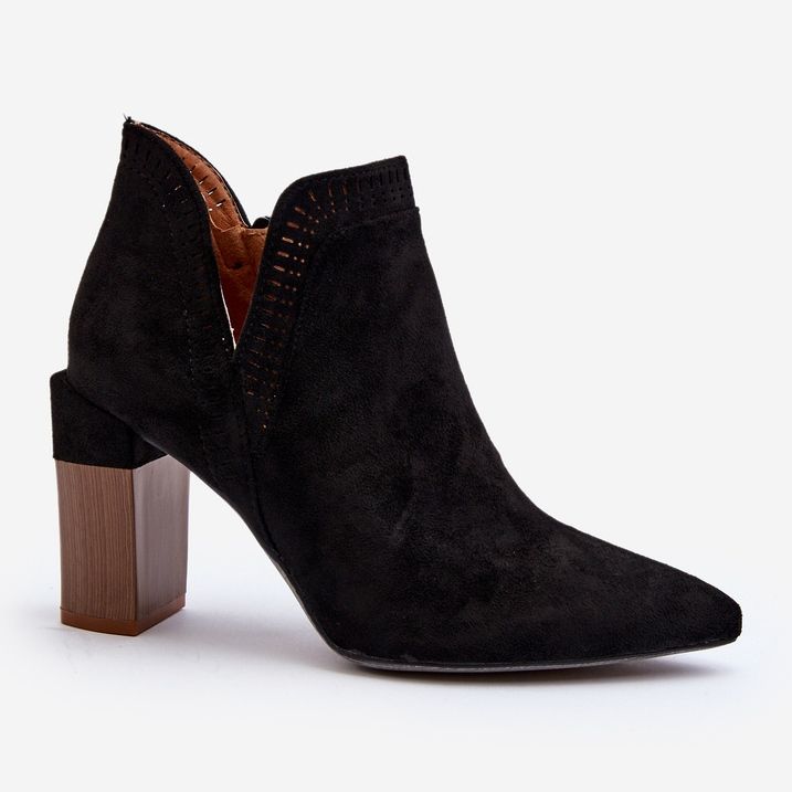 Botins pretos de salto alto Vailen com padrão a céu aberto 1