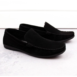 Sapatos masculinos de camurça de couro, mocassins pretos, T.Sokolski W1401-1 1