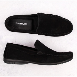 Sapatos masculinos de camurça de couro, mocassins pretos, T.Sokolski W1401-1 3