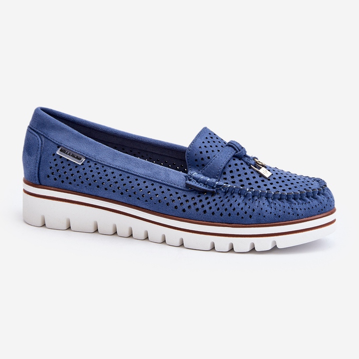 Mocassins femininos perfurados azuis Twista azul 1