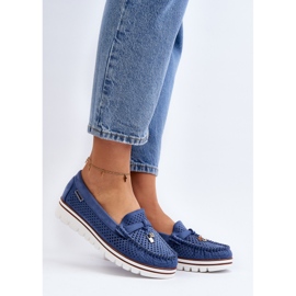 Mocassins femininos perfurados azuis Twista azul 2