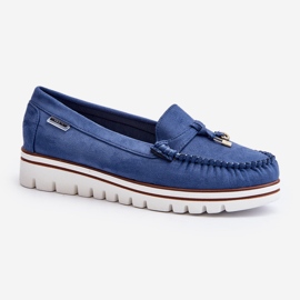Mocassins femininos na plataforma Blue Railav azul 2