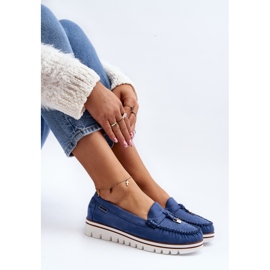 Mocassins femininos na plataforma Blue Railav azul 1