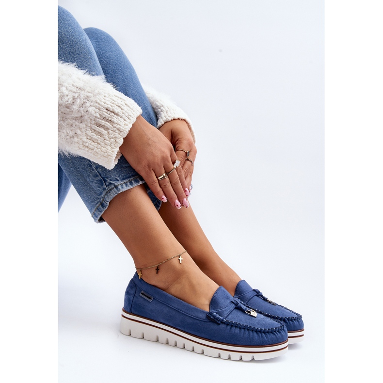 Mocassins femininos na plataforma Blue Railav azul 1