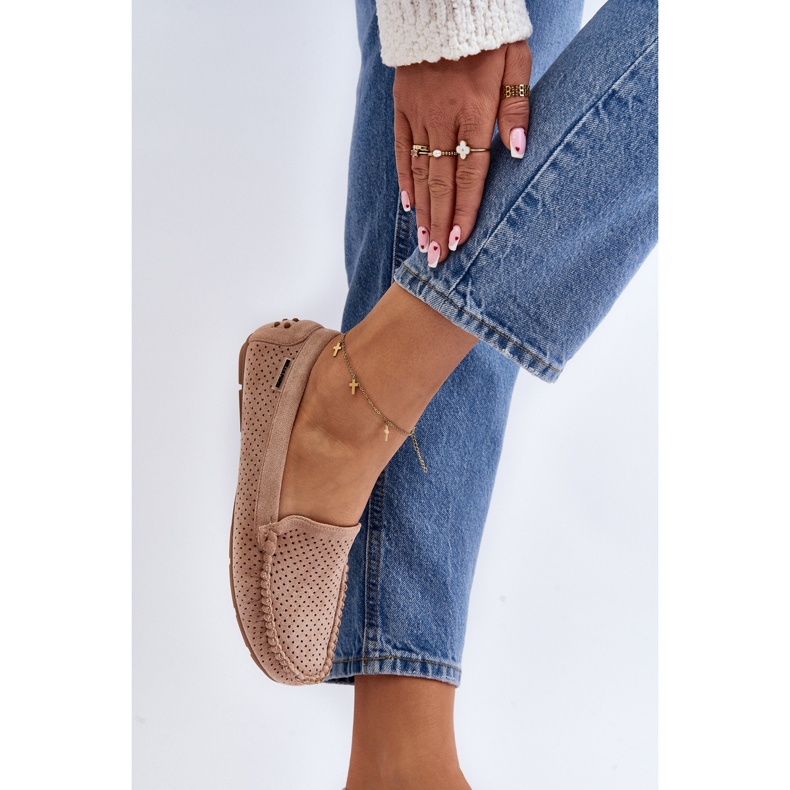 Mocassins femininos abertos bege Rasirna 1