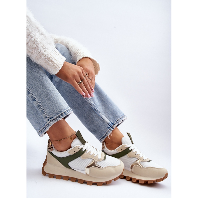 Tênis Feminino Calçado Esportivo Bege-Verde Ralita 1