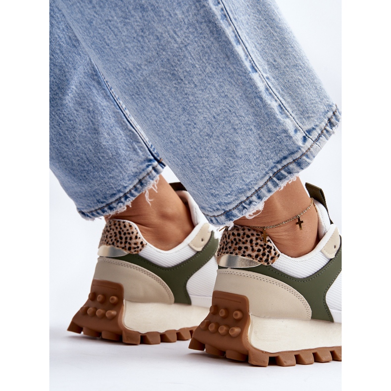 Tênis Feminino Calçado Esportivo Bege-Verde Ralita 2