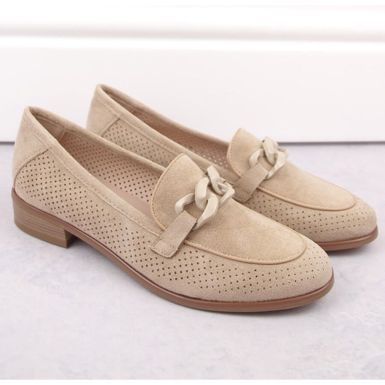 Sapatos perfurados em camurça Potocki W WOL211B, bege 2