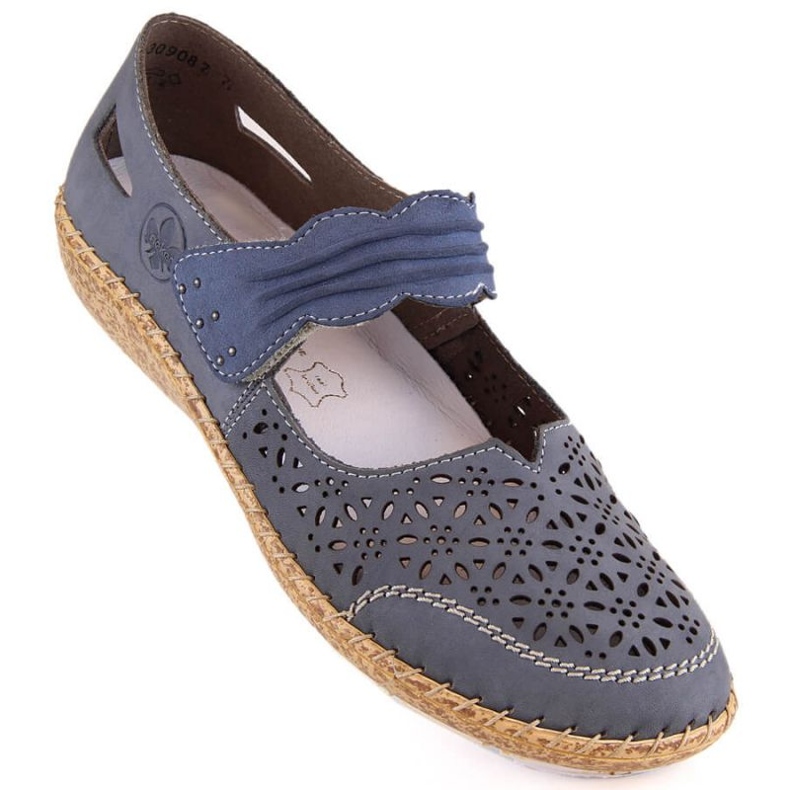 Sapatos perfurados de couro azul Rieker W RKR648 1