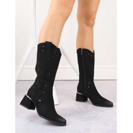 Botas Potocki W WOL210A em camurça com aberturas, pretas preto 2