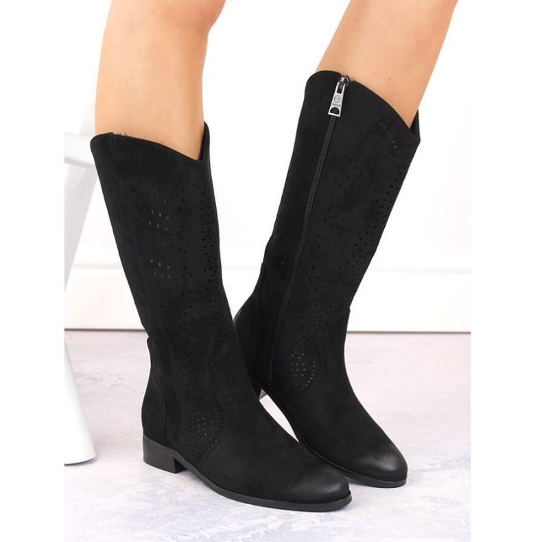 Vinceza W JAN264A Botas de camurça preta com aberturas preto 1