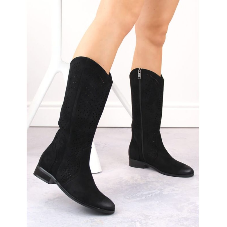 Vinceza W JAN264A Botas de camurça preta com aberturas preto 2