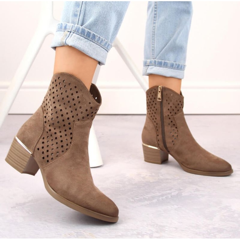 Botas de cowboy de camurça com aberturas Vinceza W JAN265B, marrom castanho 2