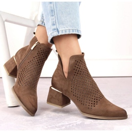 Botins de salto alto em camurça Potocki W WOL213B, marrom 1