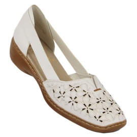 Sapatos de couro perfurados Rieker W RKR442B, branco 2