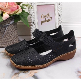 Sapatos de couro Rieker W RKR139, azul marinho 2