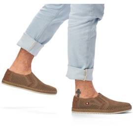 Sapatos perfurados de couro Rieker M RKR503A, bege 1