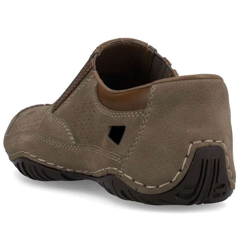 Sapatos perfurados de couro marrom Rieker M RKR580 castanho 2