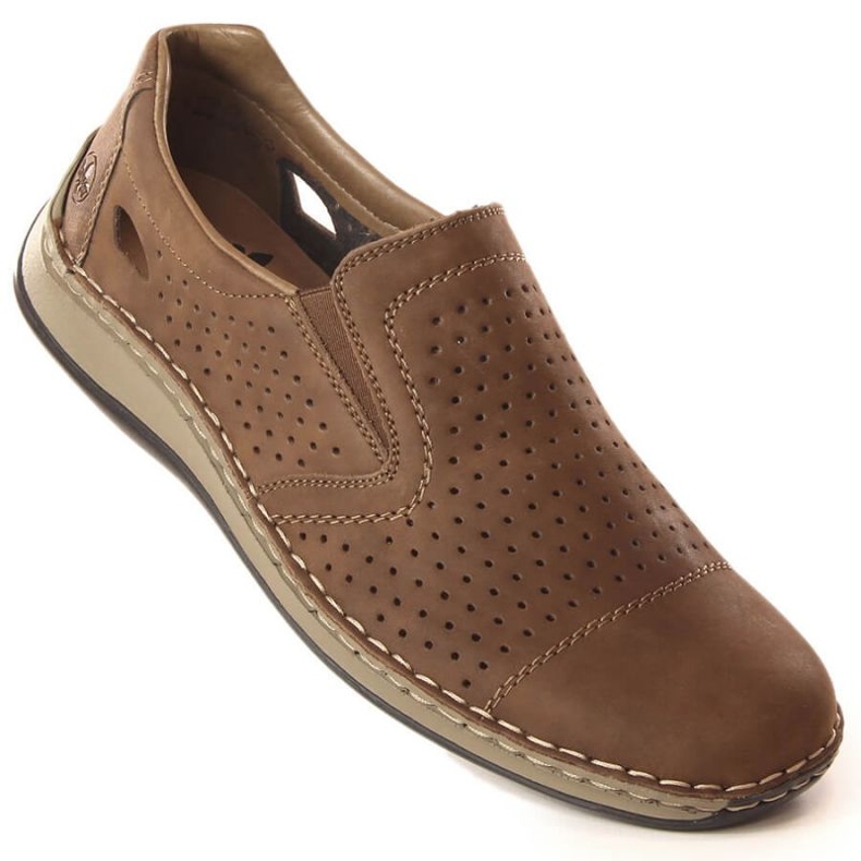 Sapatos perfurados de couro Rieker M RKR198A castanho marrom 1
