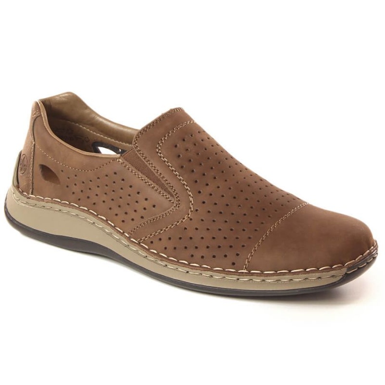 Sapatos perfurados de couro Rieker M RKR198A castanho marrom 2