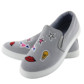 Chinelos com remendos cinza JX41P 1