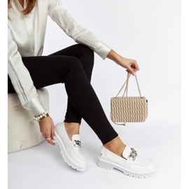 Mocassins de couro branco Goe LL2N4038 2