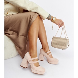 Sapatos rosa claro com salto bloco enorme Cher 1