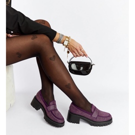 Mocassins roxos com salto enorme da Parent tolet 2