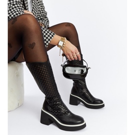 Botas pretas de salto alto Anahola vazadas preto 2