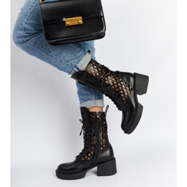 Botas pretas de salto alto Visalia com aberturas preto 2