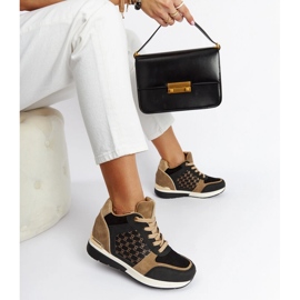 Tênis de cunha preto castanho 1